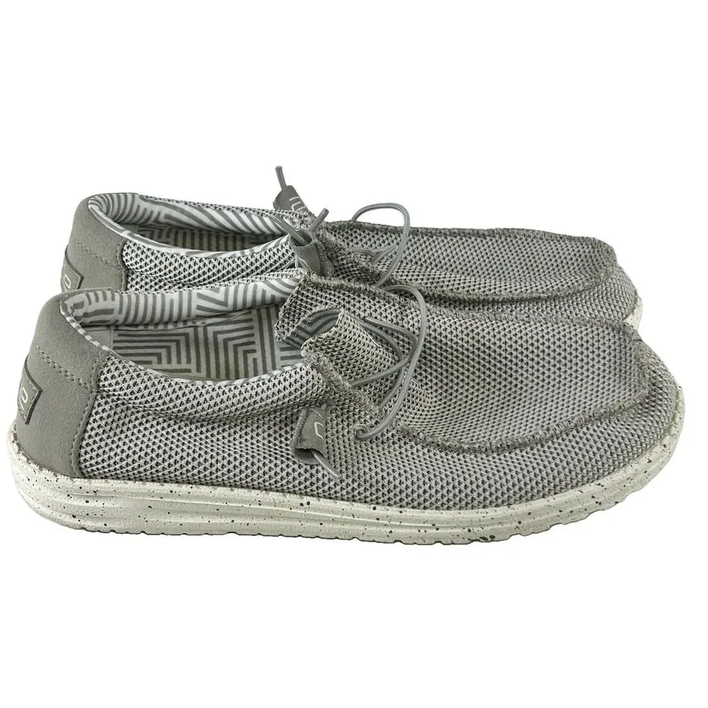 Hey Dude Wally Sox Slip On Shoes Men's 10 Ash Crosshatch Gray Loafers Beach